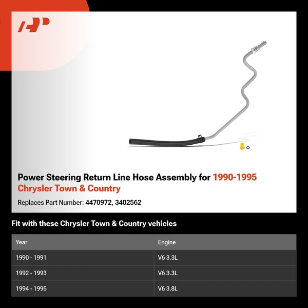 Power Steering Return Line Hose Assembly for 1990-1995 Chrysler Town & Country