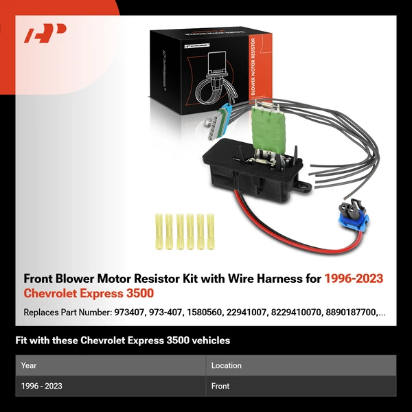 Front Blower Motor Resistor Kit with Wire Harness for 1996-2023 Chevrolet Express 3500