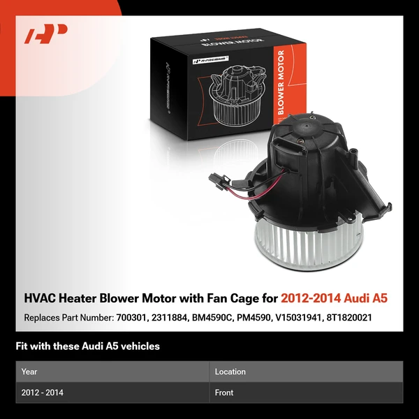 HVAC Heater Blower Motor with Fan Cage for 2012-2014 Audi A5