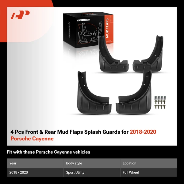 4 Pcs Front & Rear Mud Flaps Splash Guards for 2018-2020 Porsche Cayenne