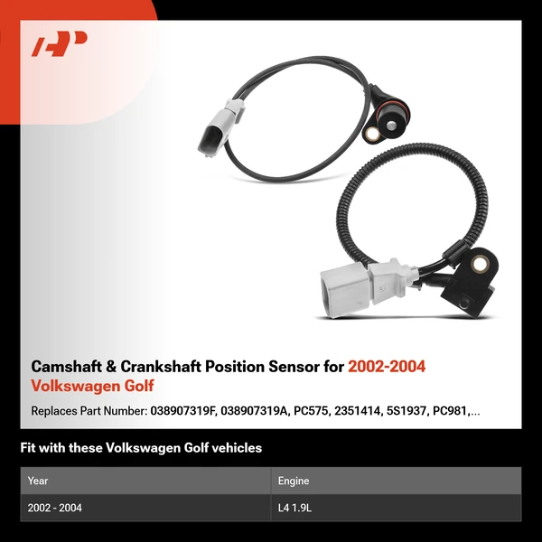 Camshaft & Crankshaft Position Sensor for 2002-2004 Volkswagen Golf
