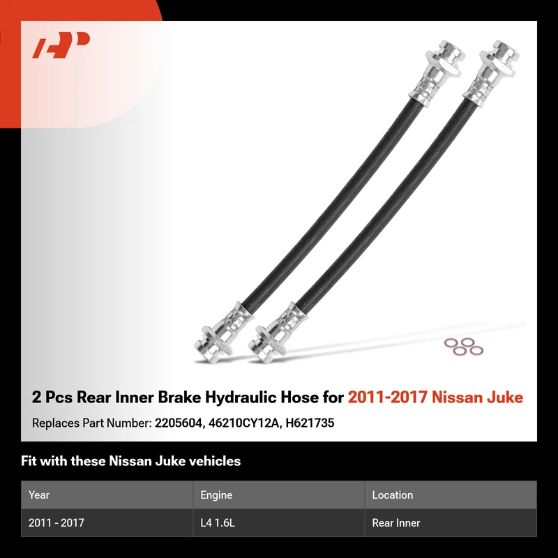 2 Pcs Rear Inner Brake Hydraulic Hose for 2011-2017 Nissan Juke