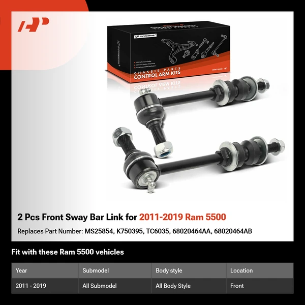 2 Pcs Front Sway Bar Link for 2011-2019 Ram 5500