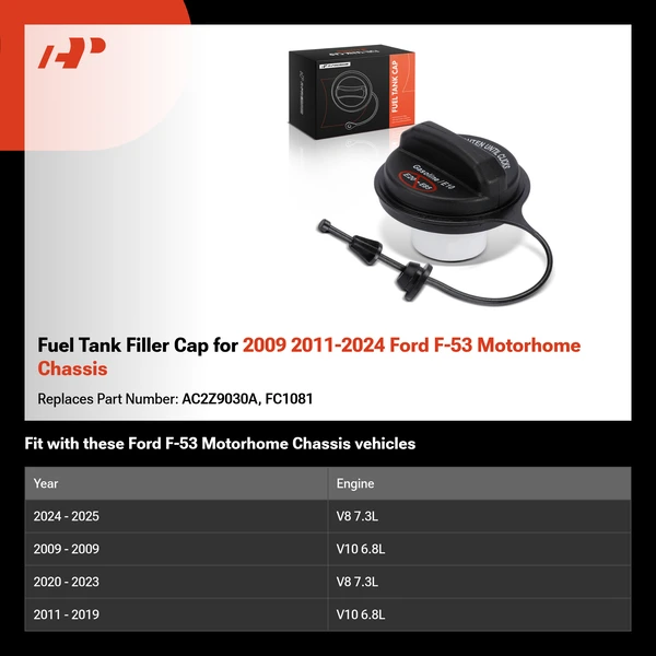 Fuel Tank Filler Cap for 2009 2011-2024 Ford F-53 Motorhome Chassis