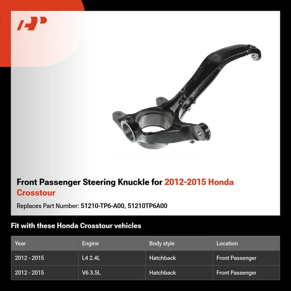 Front Passenger Steering Knuckle for 2012-2015 Honda Crosstour