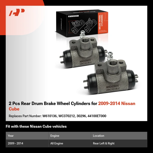2 Pcs Rear Drum Brake Wheel Cylinders for 2009-2014 Nissan Cube