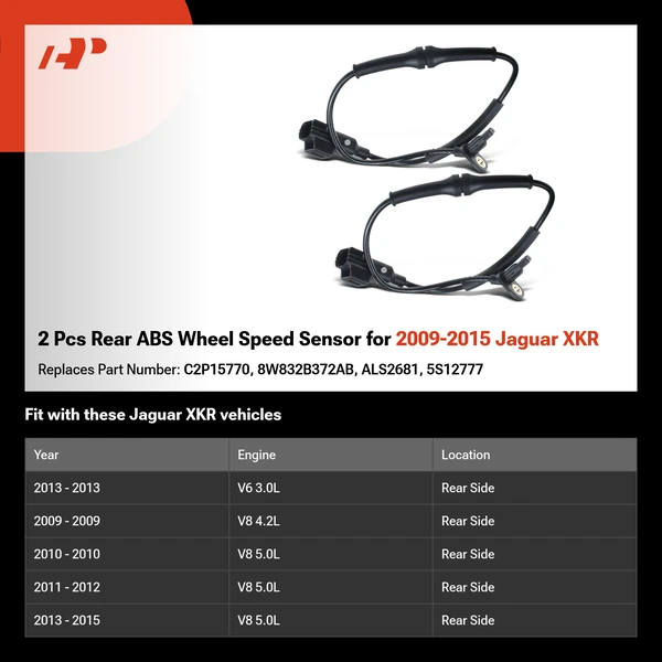 2 Pcs Rear ABS Wheel Speed Sensor for 2009-2015 Jaguar XKR