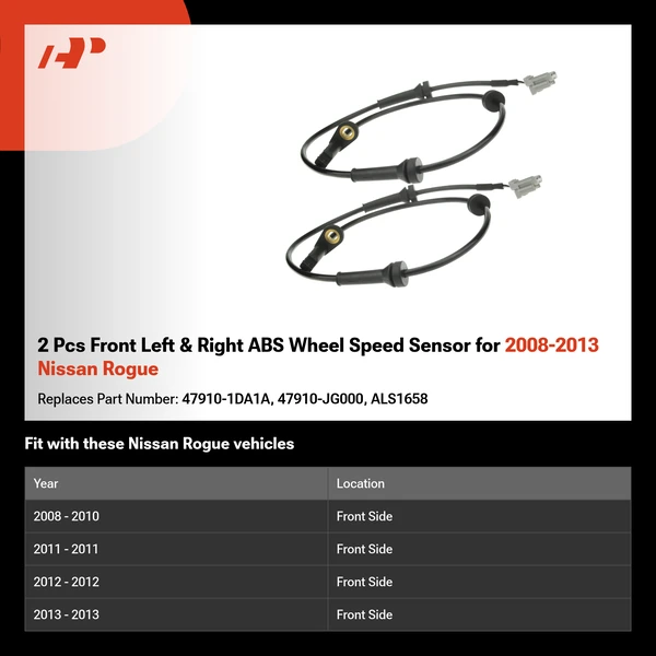 2 Pcs Front Left & Right ABS Wheel Speed Sensor for 2008-2013 Nissan Rogue