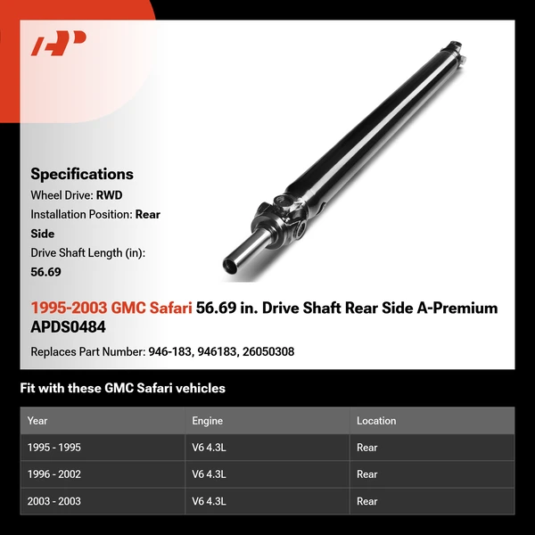 1995-2003 GMC Safari 56.69 in. Drive Shaft Rear Side A-Premium APDS0484