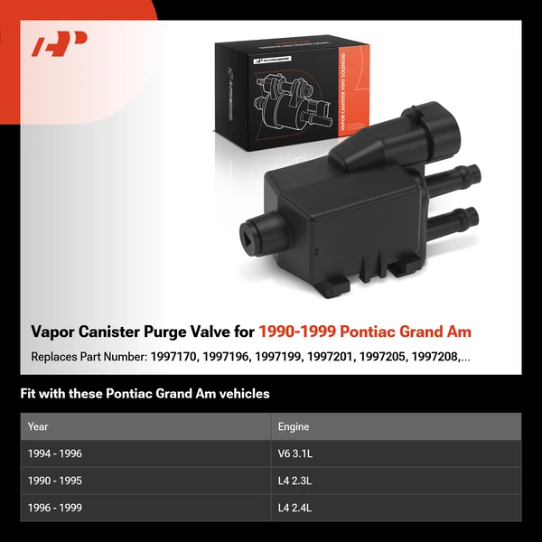Vapor Canister Purge Valve for 1990-1999 Pontiac Grand Am