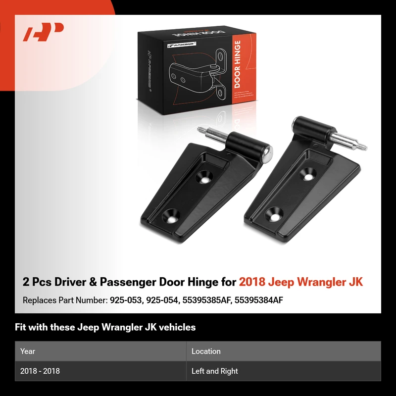 2 Pcs Driver & Passenger Door Hinge for 2018 Jeep Wrangler JK