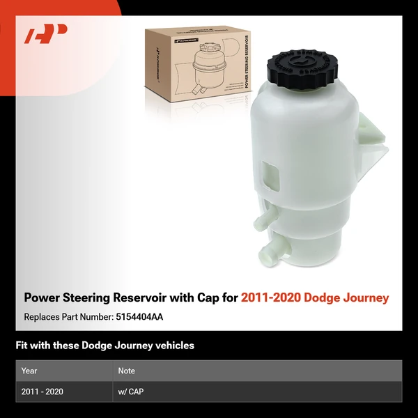 Power Steering Reservoir with Cap for 2011-2020 Dodge Journey