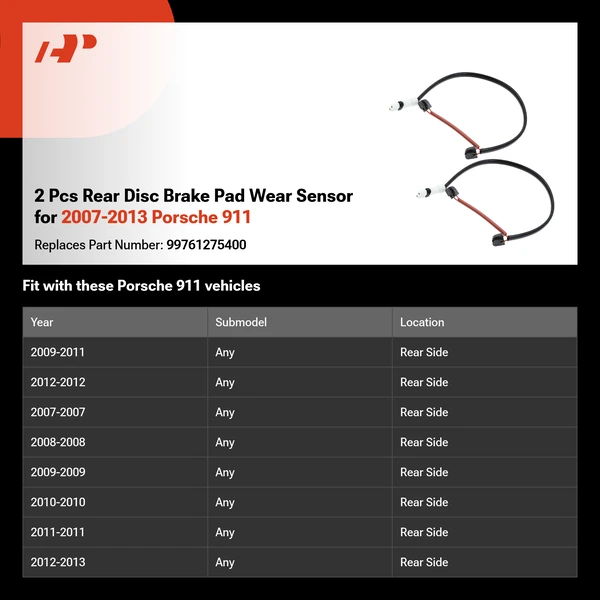 2 Pcs Rear Disc Brake Pad Wear Sensor for 2007-2013 Porsche 911