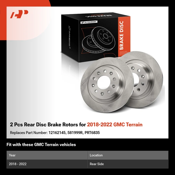 2 Pcs Rear Disc Brake Rotors for 2018-2022 GMC Terrain