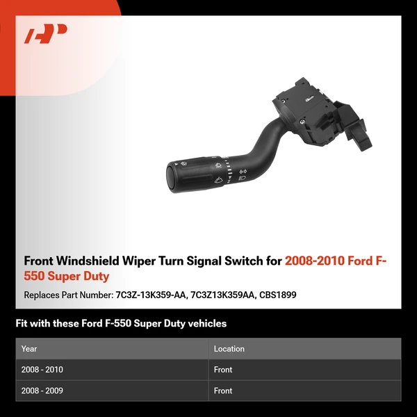 Front Windshield Wiper Turn Signal Switch for 2008-2010 Ford F-550 Super Duty