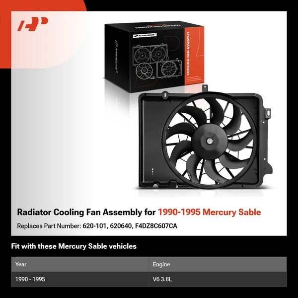 Radiator Cooling Fan Assembly for 1990-1995 Mercury Sable