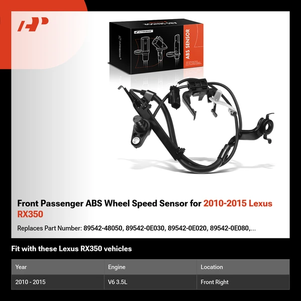 Front Passenger ABS Wheel Speed Sensor for 2010-2015 Lexus RX350
