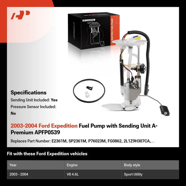 2003-2004 Ford Expedition Fuel Pump with Sending Unit A-Premium APFP0539