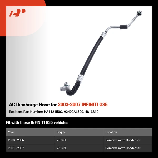AC Discharge Hose for 2003-2007 INFINITI G35