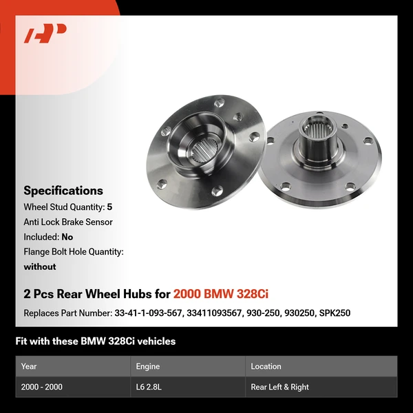2 Pcs Rear Wheel Hubs for 2000 BMW 328Ci
