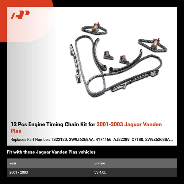 12 Pcs Engine Timing Chain Kit for 2001-2003 Jaguar Vanden Plas