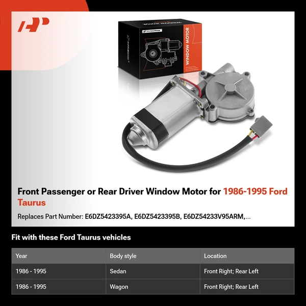 Front Passenger or Rear Driver Window Motor for 1986-1995 Ford Taurus