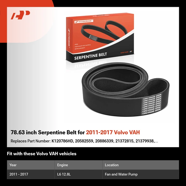 78.63 inch Serpentine Belt for 2011-2017 Volvo VAH