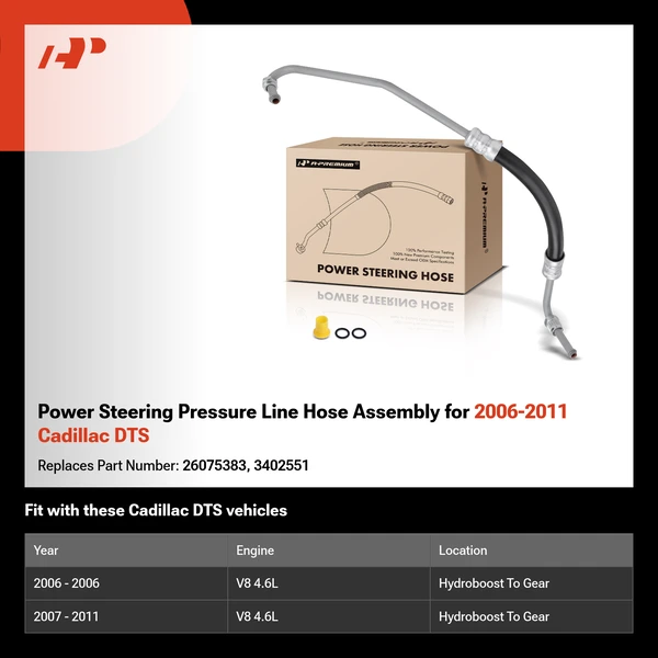 Power Steering Pressure Line Hose Assembly for 2006-2011 Cadillac DTS
