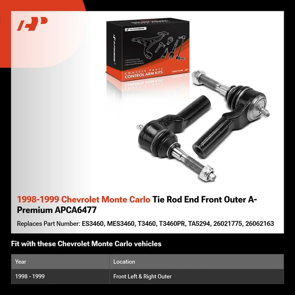 1998-1999 Chevrolet Monte Carlo Tie Rod End Front Outer A-Premium APCA6477