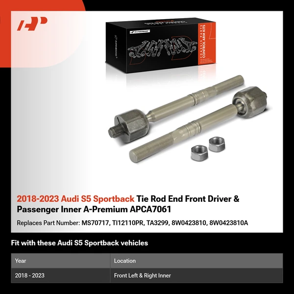 2018-2023 Audi S5 Sportback Tie Rod End Front Driver & Passenger Inner A-Premium APCA7061
