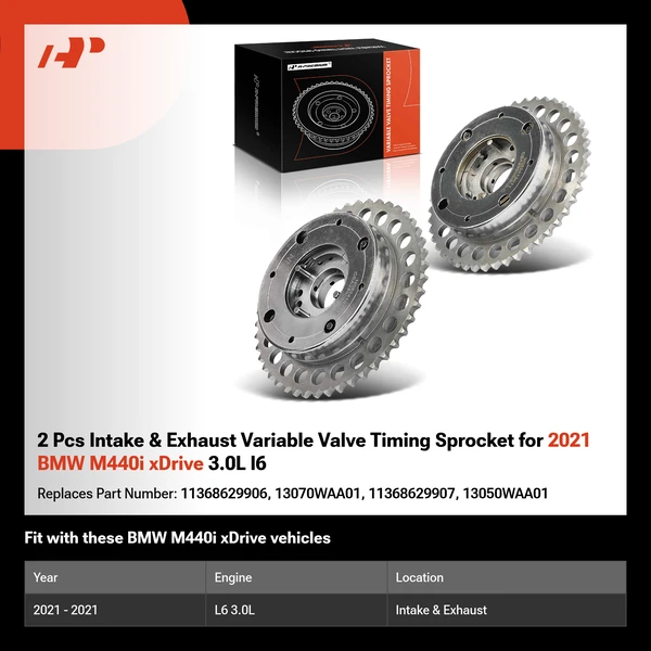 2 Pcs Intake & Exhaust Variable Valve Timing Sprocket for 2021 BMW M440i xDrive 3.0L l6