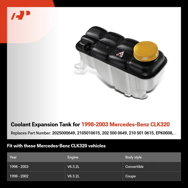 Coolant Expansion Tank for 1998-2003 Mercedes-Benz CLK320