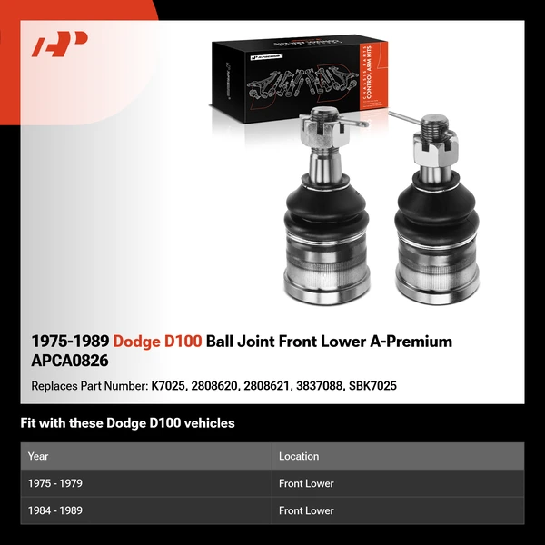 1975-1989 Dodge D100 Ball Joint Front Lower A-Premium APCA0826