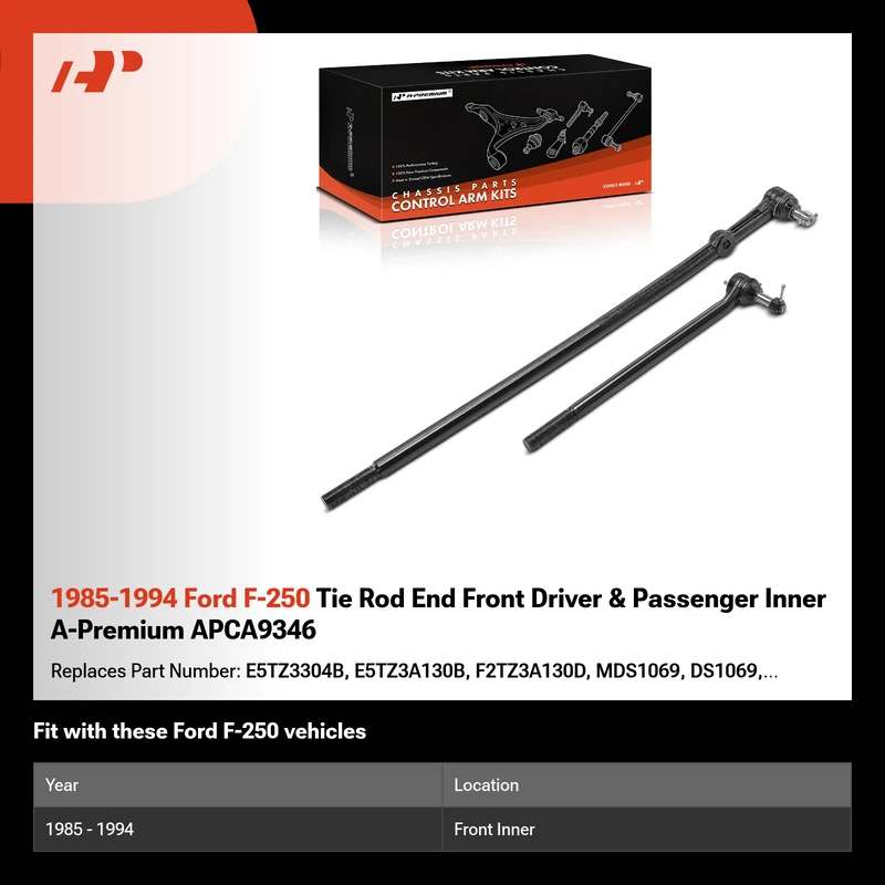 1985-1994 Ford F-250 Tie Rod End Front Driver & Passenger Inner A-Premium APCA9346