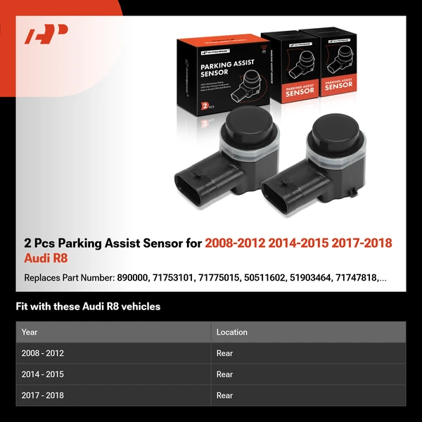 2 Pcs Parking Assist Sensor for 2008-2012 2014-2015 2017-2018 Audi R8