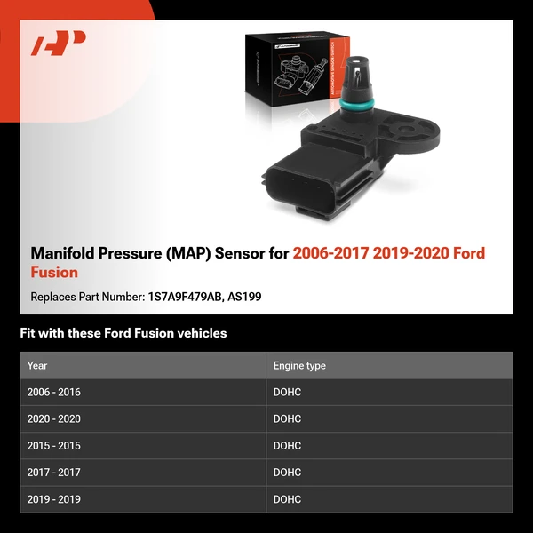 Manifold Pressure (MAP) Sensor for 2006-2017 2019-2020 Ford Fusion