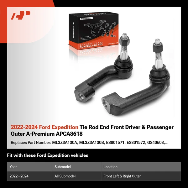 2022-2024 Ford Expedition Tie Rod End Front Driver & Passenger Outer A-Premium APCA8618