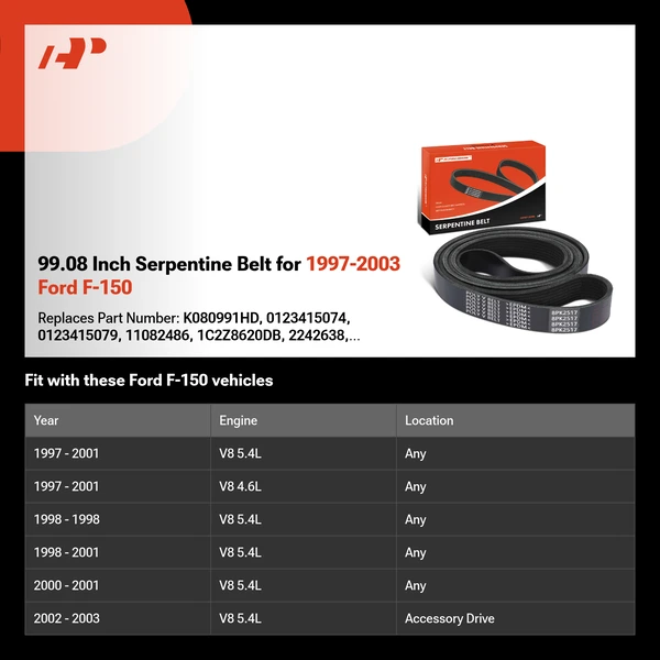 99.08 Inch Serpentine Belt for 1997-2003 Ford F-150