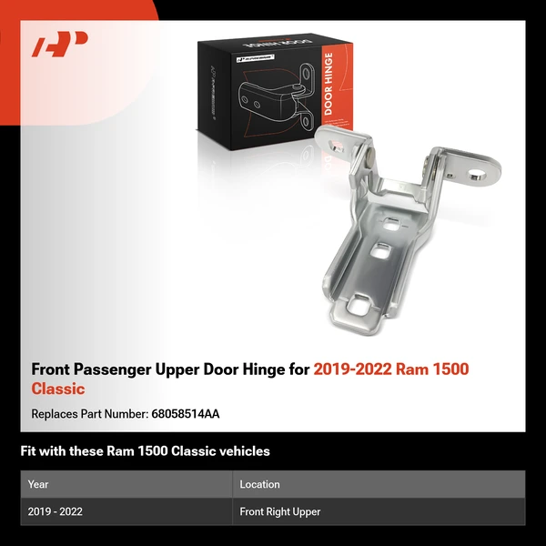 Front Passenger Upper Door Hinge for 2019-2022 Ram 1500 Classic