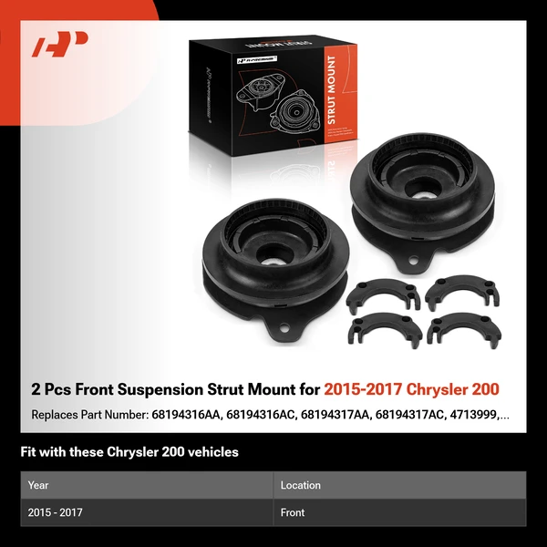 2 Pcs Front Suspension Strut Mount for 2015-2017 Chrysler 200