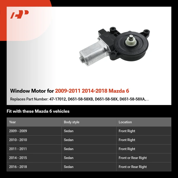Window Motor for 2009-2011 2014-2018 Mazda 6