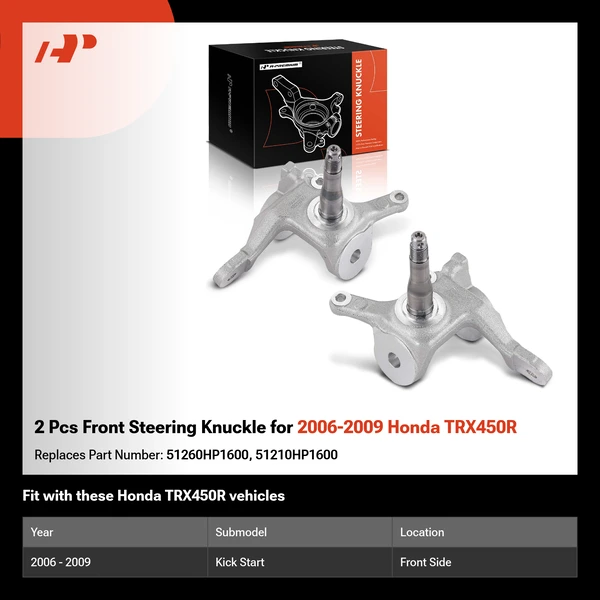 2 Pcs Front Steering Knuckle for 2006-2009 Honda TRX450R