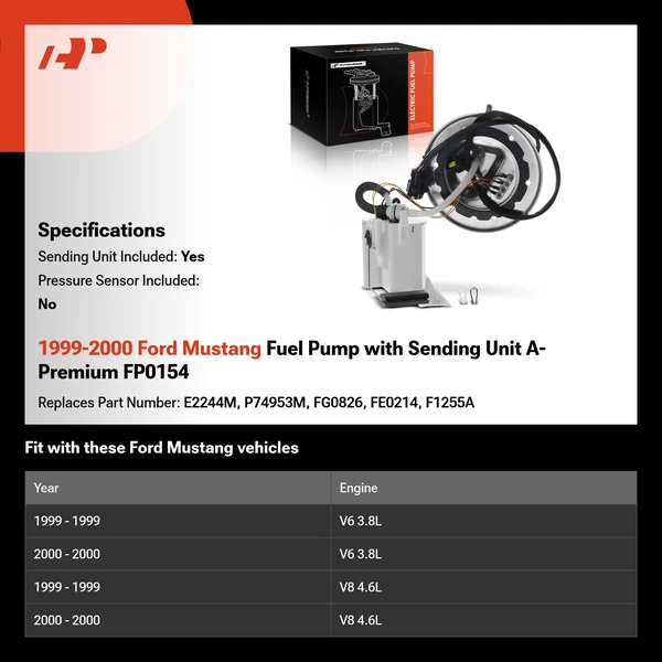 1999-2000 Ford Mustang Fuel Pump with Sending Unit A-Premium FP0154