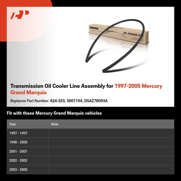 Transmission Oil Cooler Line Assembly for 1997-2005 Mercury Grand Marquis