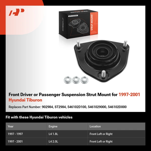 Front Driver or Passenger Suspension Strut Mount for 1997-2001 Hyundai Tiburon
