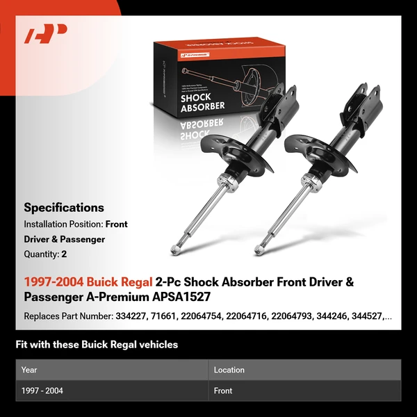 1997-2004 Buick Regal 2-Pc Shock Absorber Front Driver & Passenger A-Premium APSA1527