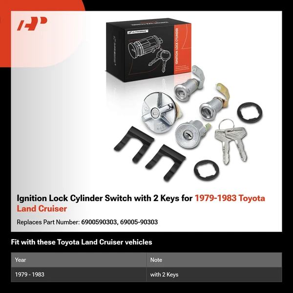Ignition Lock Cylinder Switch with 2 Keys for 1979-1983 Toyota Land Cruiser