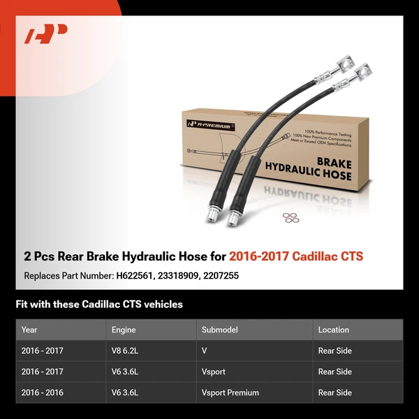 2 Pcs Rear Brake Hydraulic Hose for 2016-2017 Cadillac CTS