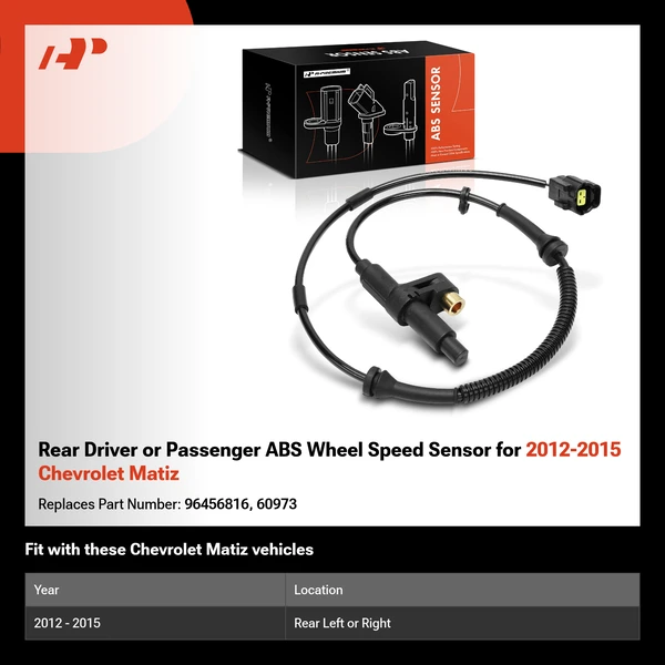 Rear Driver or Passenger ABS Wheel Speed Sensor for 2012-2015 Chevrolet Matiz