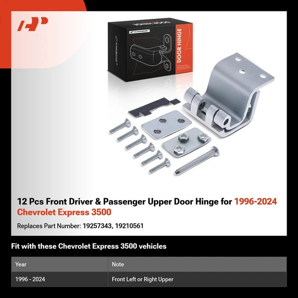 12 Pcs Front Driver & Passenger Upper Door Hinge for 1996-2024 Chevrolet Express 3500